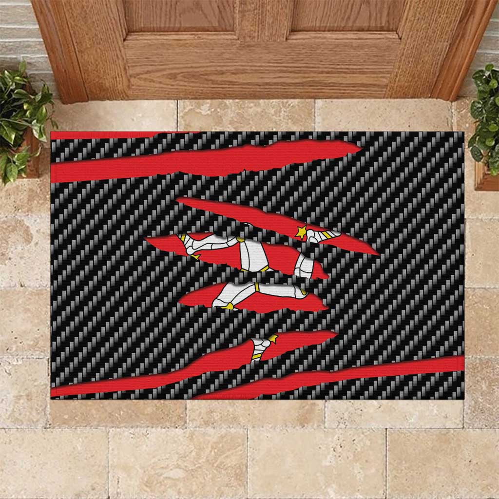 Isle of Man Beast Rubber Doormat Ripped Flag Graphic - Wonder Print Shop