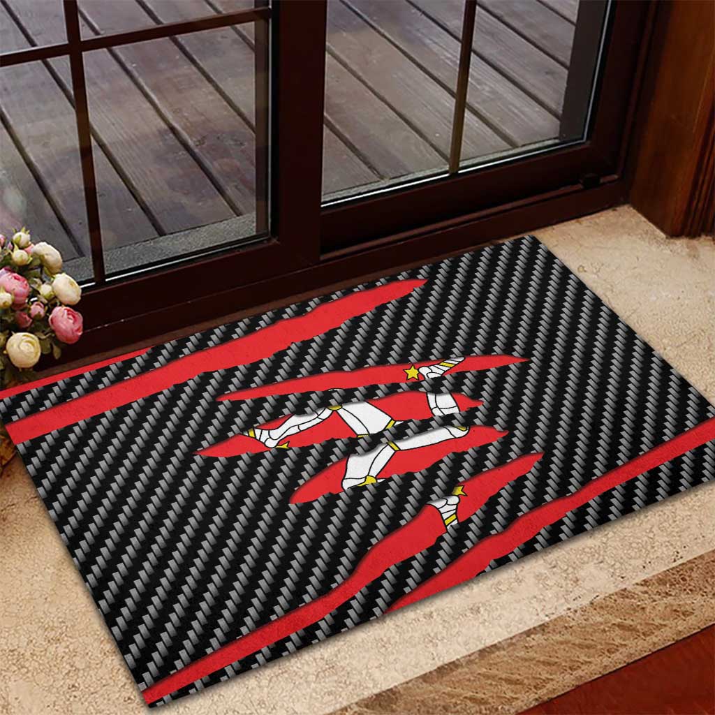 Isle of Man Beast Rubber Doormat Ripped Flag Graphic - Wonder Print Shop