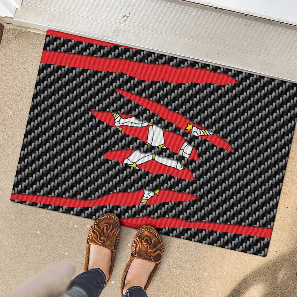 Isle of Man Beast Rubber Doormat Ripped Flag Graphic - Wonder Print Shop