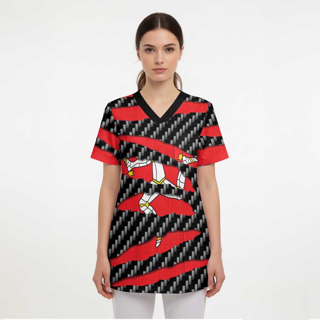 Isle of Man Beast Scrub Top Ripped Flag Graphic - Wonder Print Shop