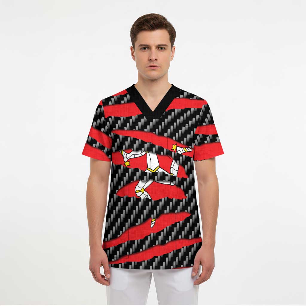 Isle of Man Beast Scrub Top Ripped Flag Graphic - Wonder Print Shop