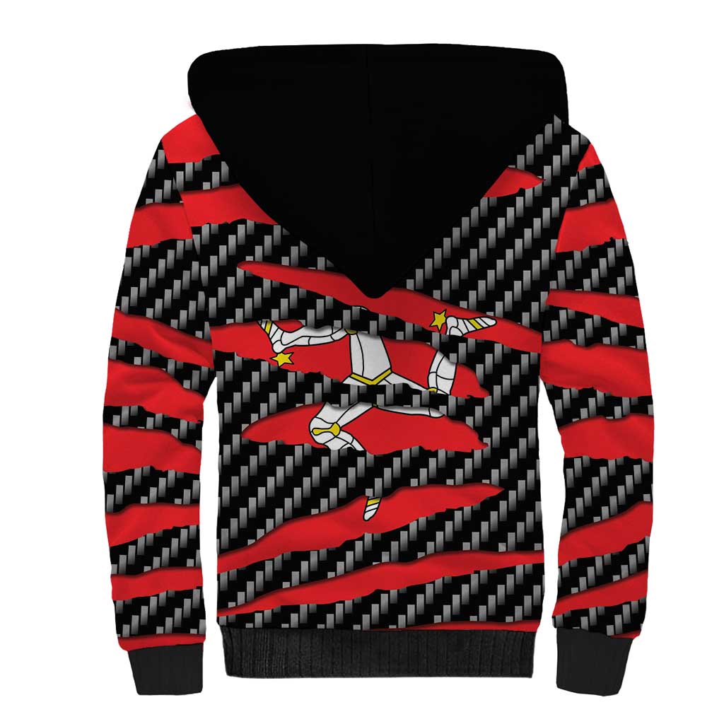 Isle of Man Beast Sherpa Hoodie Ripped Flag Graphic - Wonder Print Shop