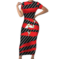 Isle of Man Beast Short Sleeve Bodycon Dress Ripped Flag Graphic - Wonder Print Shop