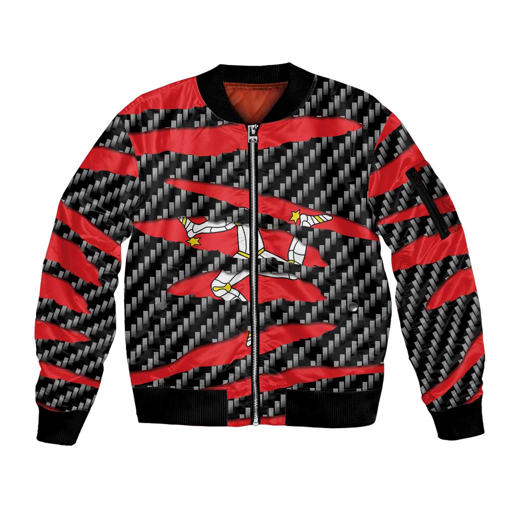Isle of Man Beast Sleeve Zip Bomber Jacket Ripped Flag Graphic - Wonder Print Shop