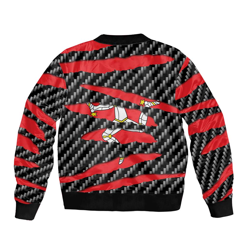 Isle of Man Beast Sleeve Zip Bomber Jacket Ripped Flag Graphic - Wonder Print Shop