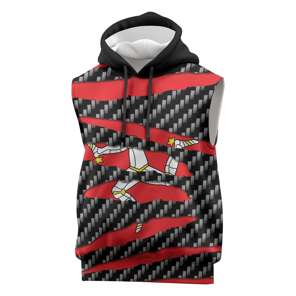 Isle of Man Beast Sleeveless Hoodie Ripped Flag Graphic - Wonder Print Shop