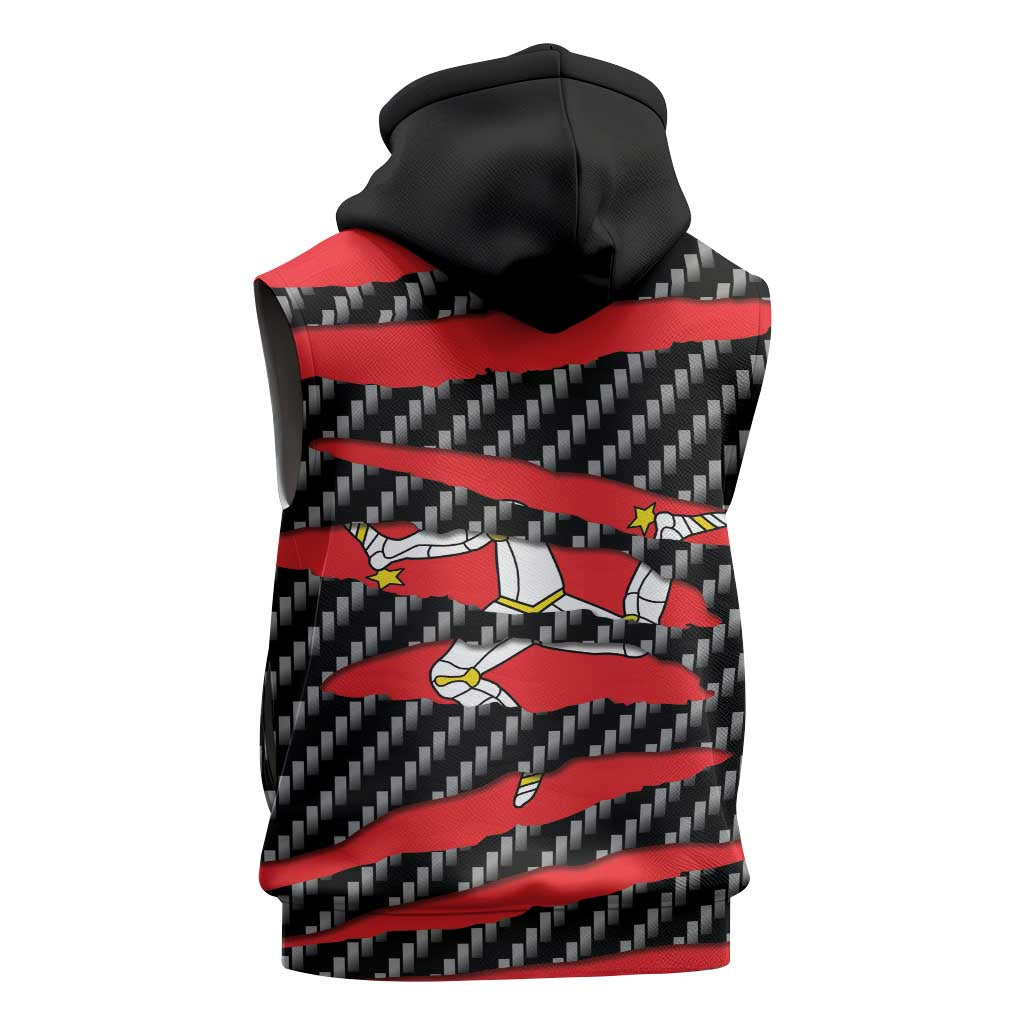 Isle of Man Beast Sleeveless Zip Hoodie Ripped Flag Graphic - Wonder Print Shop