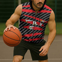 Isle of Man Beast Sleeveless Zip Hoodie Ripped Flag Graphic - Wonder Print Shop