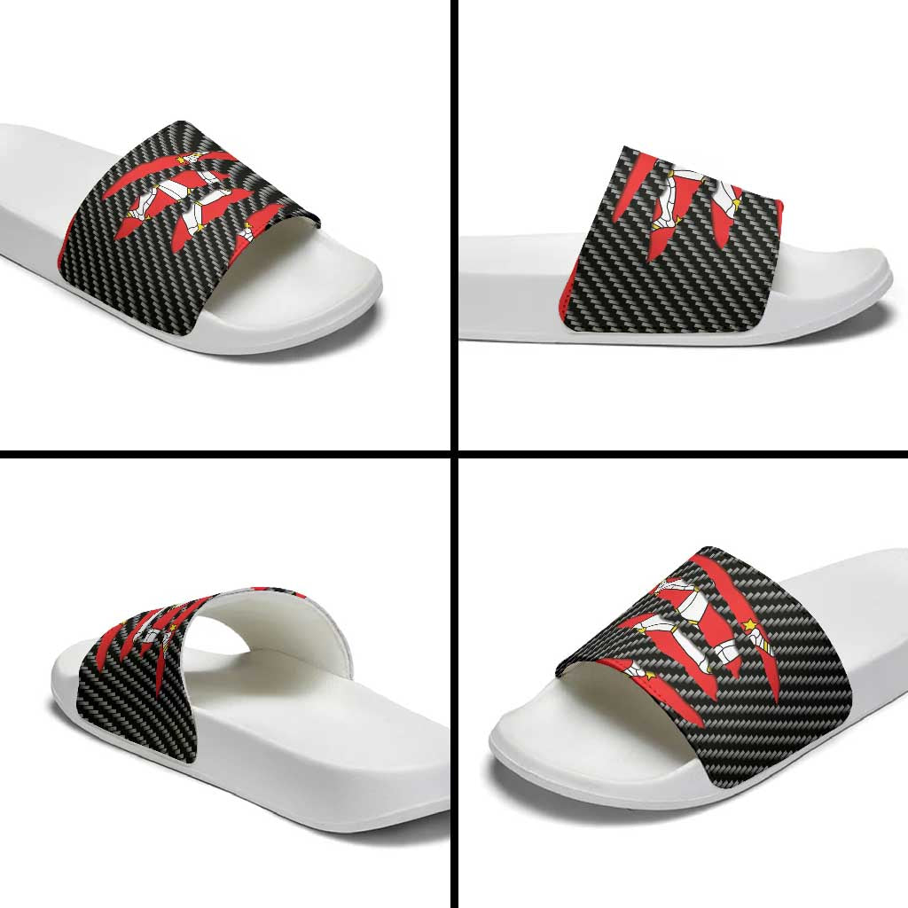 Isle of Man Beast Slide Sandals Ripped Flag Graphic - Wonder Print Shop
