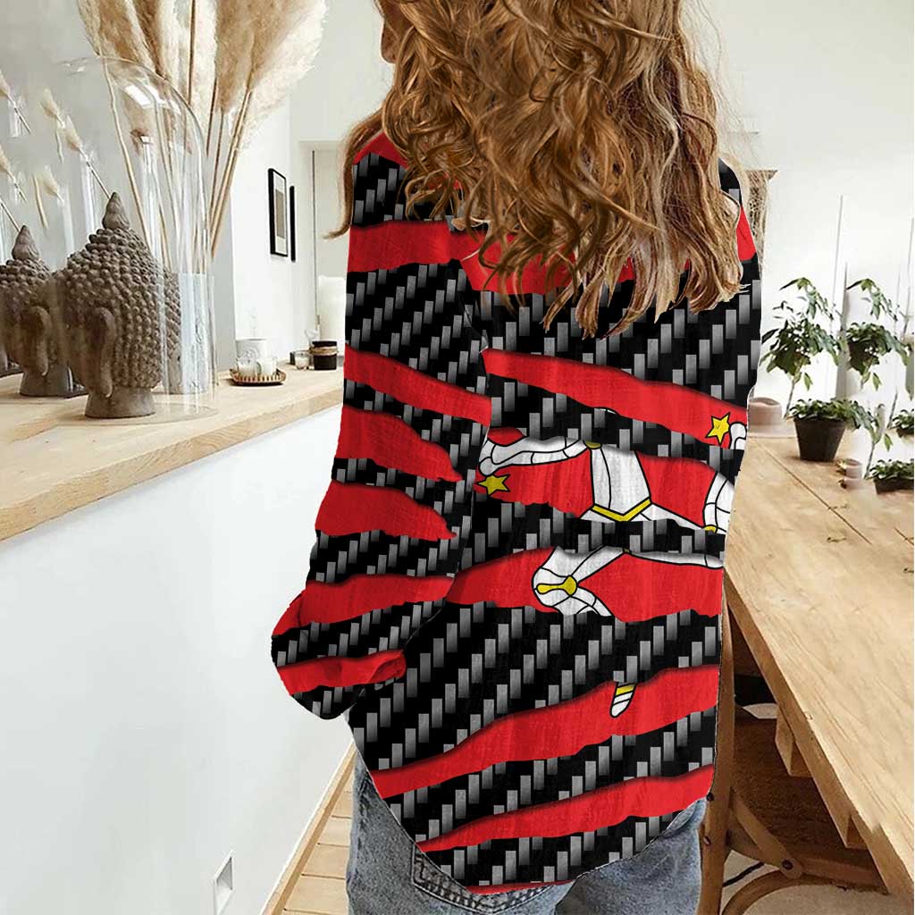 Isle of Man Beast Women Casual Shirt Ripped Flag Graphic - Wonder Print Shop