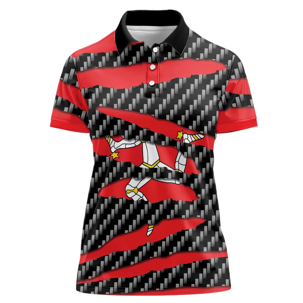 Isle of Man Beast Women Polo Shirt Ripped Flag Graphic - Wonder Print Shop