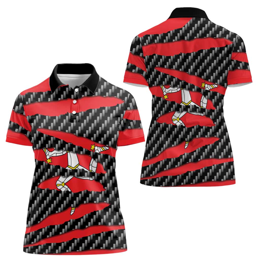 Isle of Man Beast Women Polo Shirt Ripped Flag Graphic - Wonder Print Shop