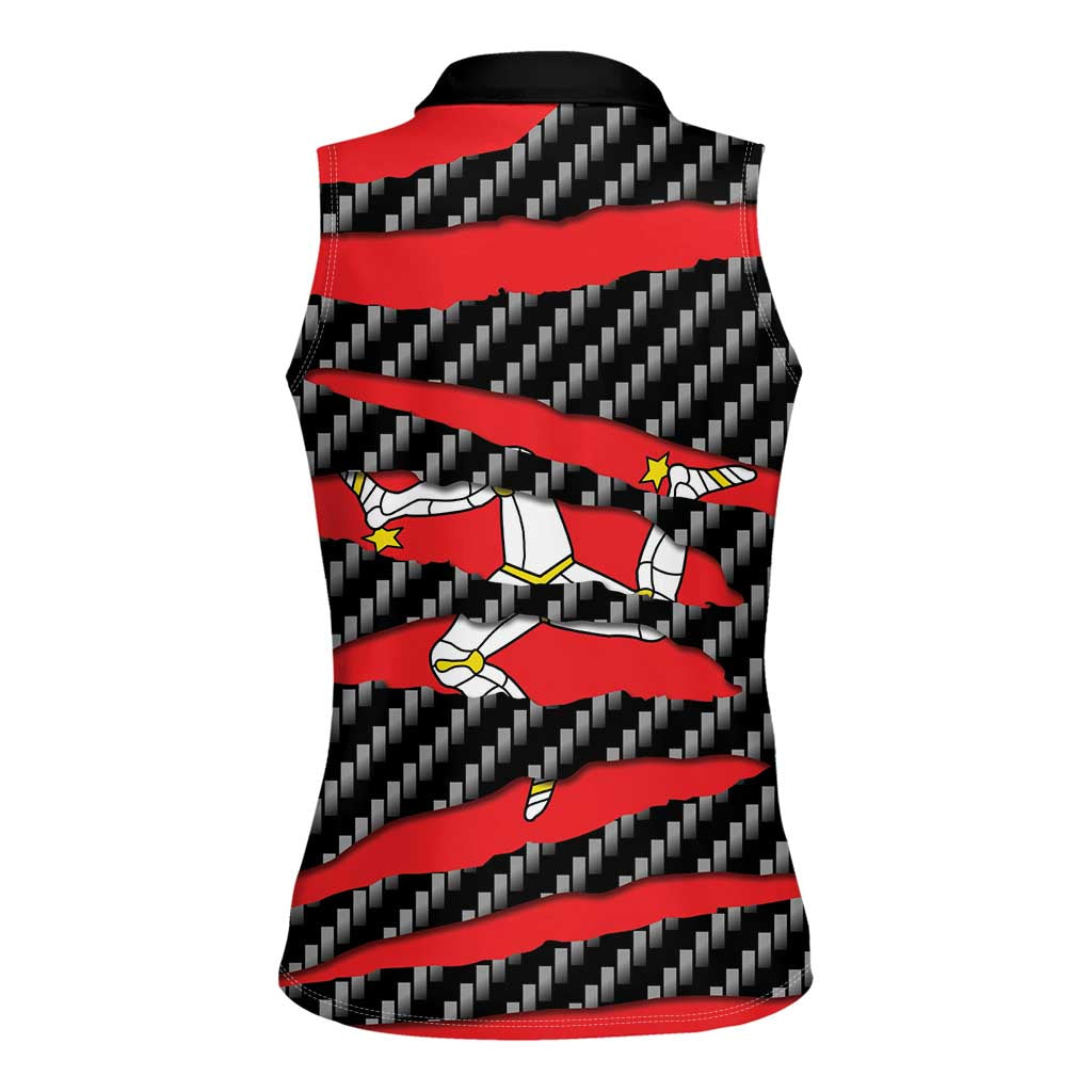 Isle of Man Beast Women Sleeveless Polo Shirt Ripped Flag Graphic - Wonder Print Shop