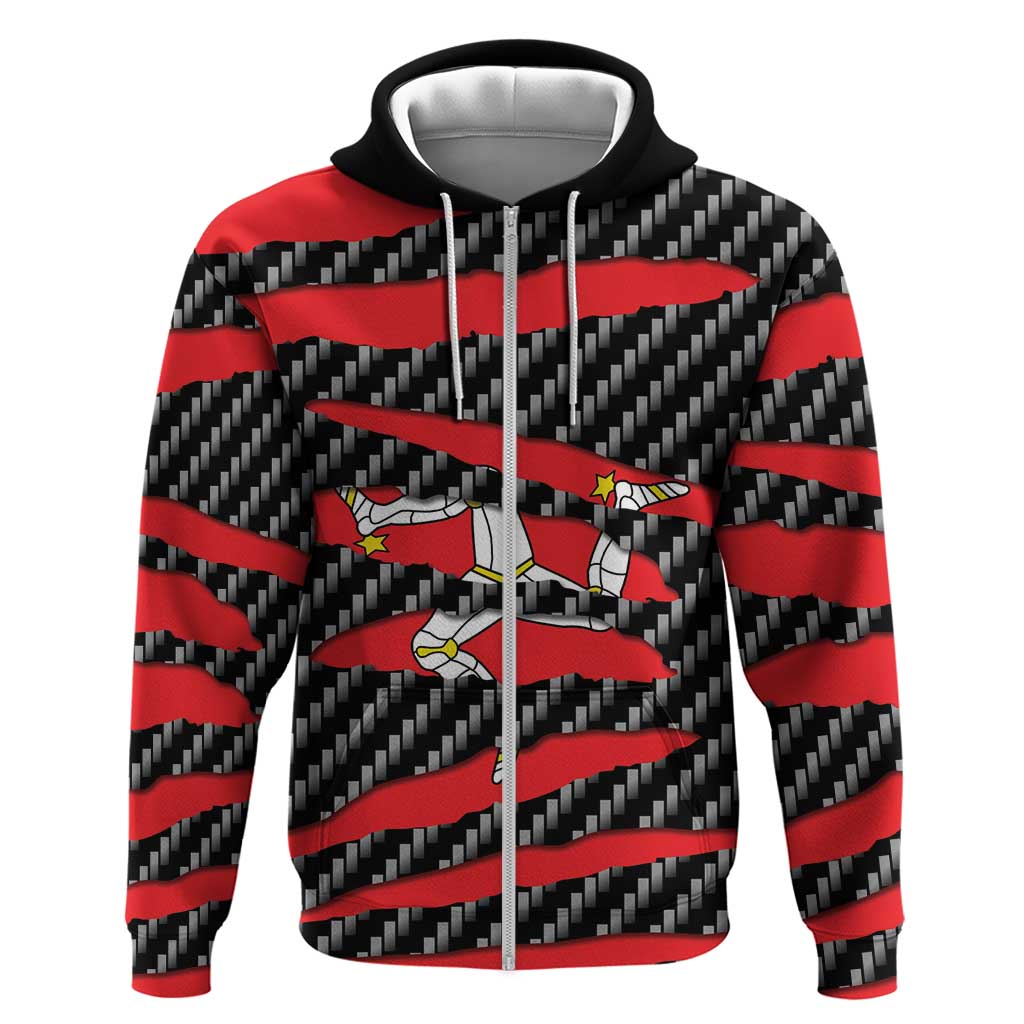 Isle of Man Beast Zip Hoodie Ripped Flag Graphic - Wonder Print Shop
