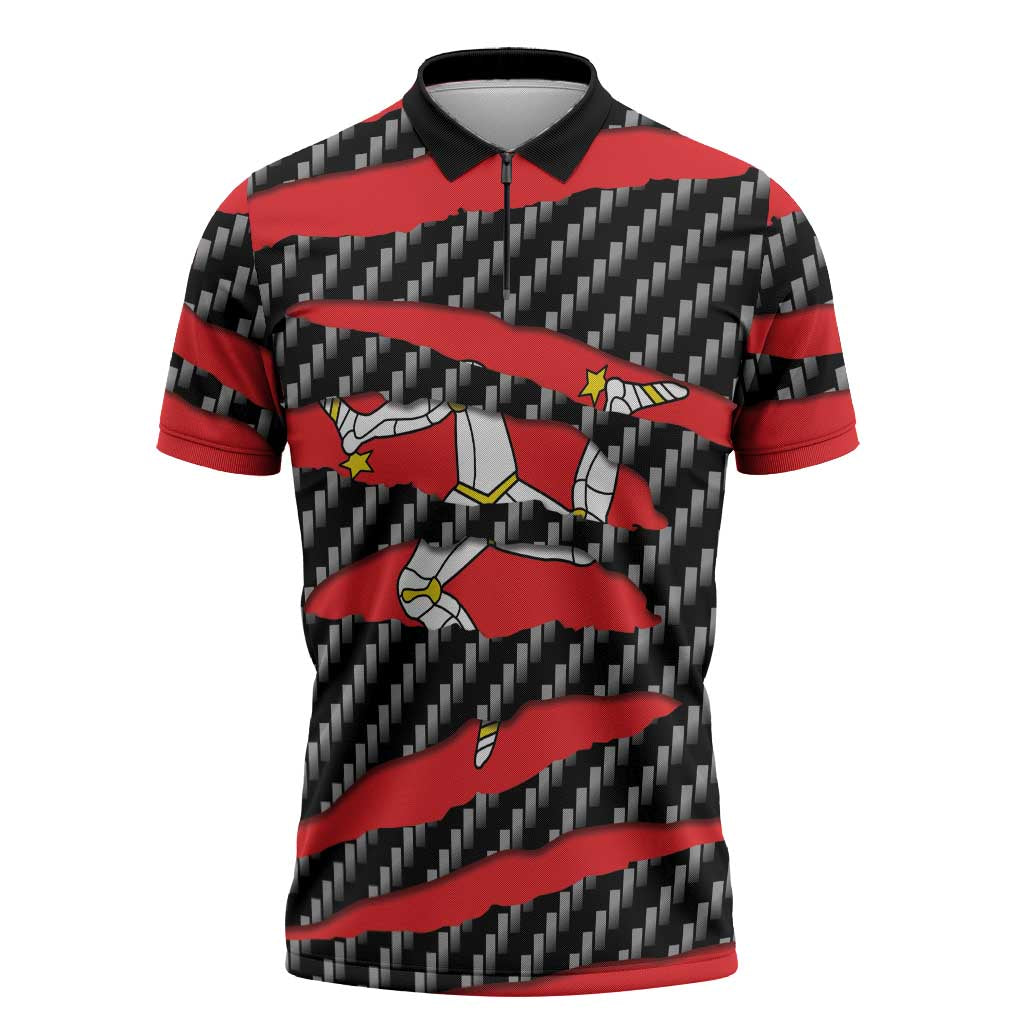 Isle of Man Beast Zipper Polo Shirt Ripped Flag Graphic - Wonder Print Shop