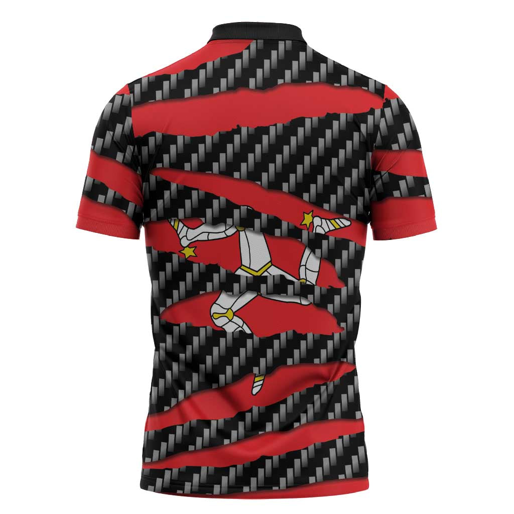 Isle of Man Beast Zipper Polo Shirt Ripped Flag Graphic - Wonder Print Shop