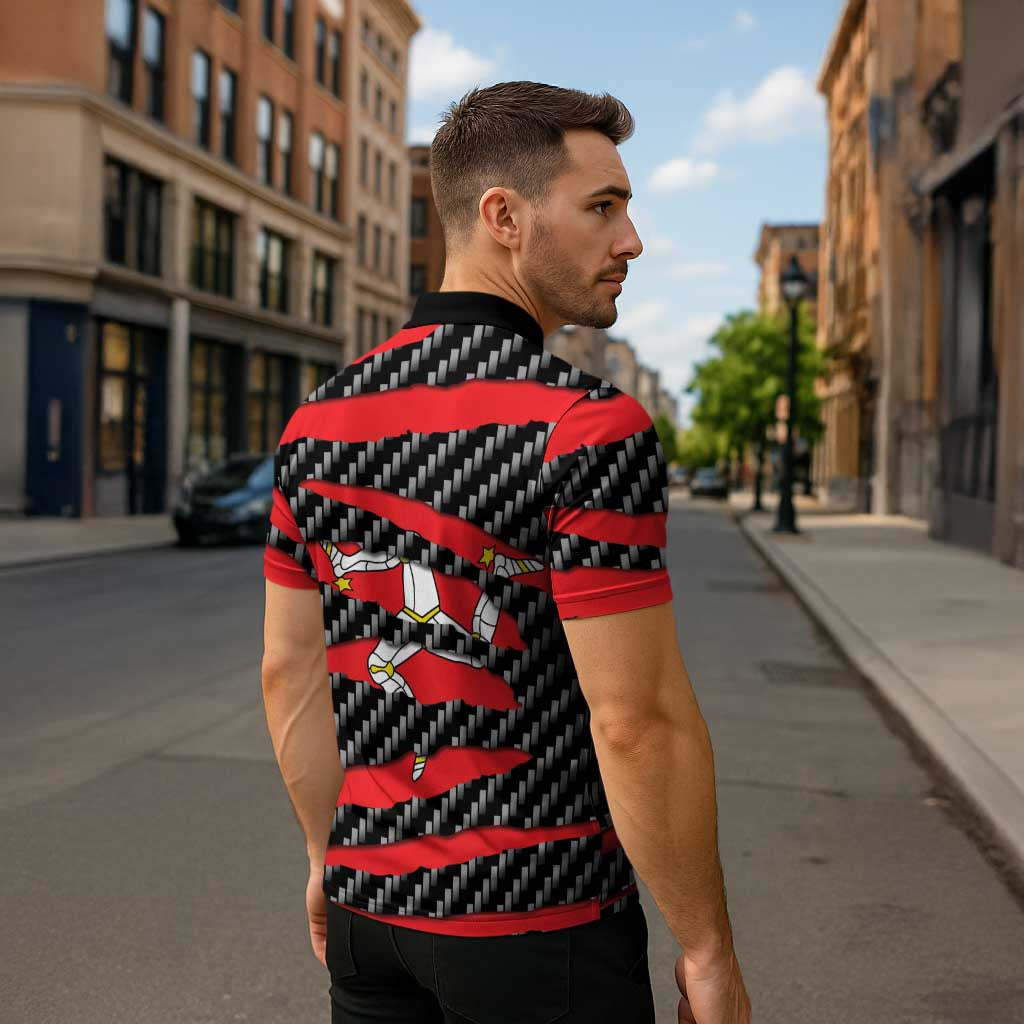Isle of Man Beast Zipper Polo Shirt Ripped Flag Graphic - Wonder Print Shop