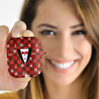 Christmas Patchwork Fake Tuxedo AirPods Case Santa and Reindeer Red Plaid Style - Wonder Print Shop