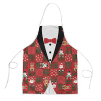Christmas Patchwork Fake Tuxedo Apron Santa and Reindeer Red Plaid Style - Wonder Print Shop