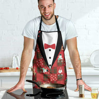 Christmas Patchwork Fake Tuxedo Apron Santa and Reindeer Red Plaid Style - Wonder Print Shop