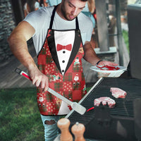 Christmas Patchwork Fake Tuxedo Apron Santa and Reindeer Red Plaid Style - Wonder Print Shop