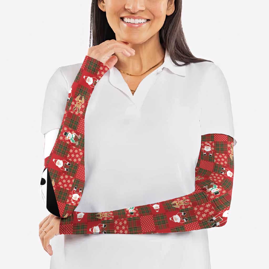 Christmas Patchwork Fake Tuxedo Arm Sleeves Santa and Reindeer Red Plaid Style - Wonder Print Shop