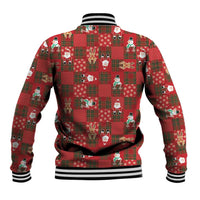 Christmas Patchwork Fake Tuxedo Baseball Jacket Santa and Reindeer Red Plaid Style - Wonder Print Shop