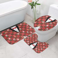 Christmas Patchwork Fake Tuxedo Bathroom Set Santa and Reindeer Red Plaid Style - Wonder Print Shop