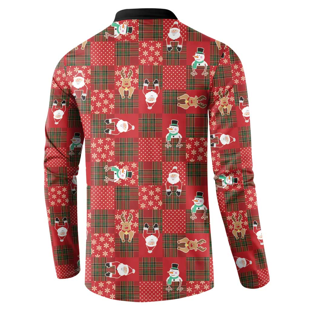 Christmas Patchwork Fake Tuxedo Button Sweatshirt Santa and Reindeer Red Plaid Style - Wonder Print Shop