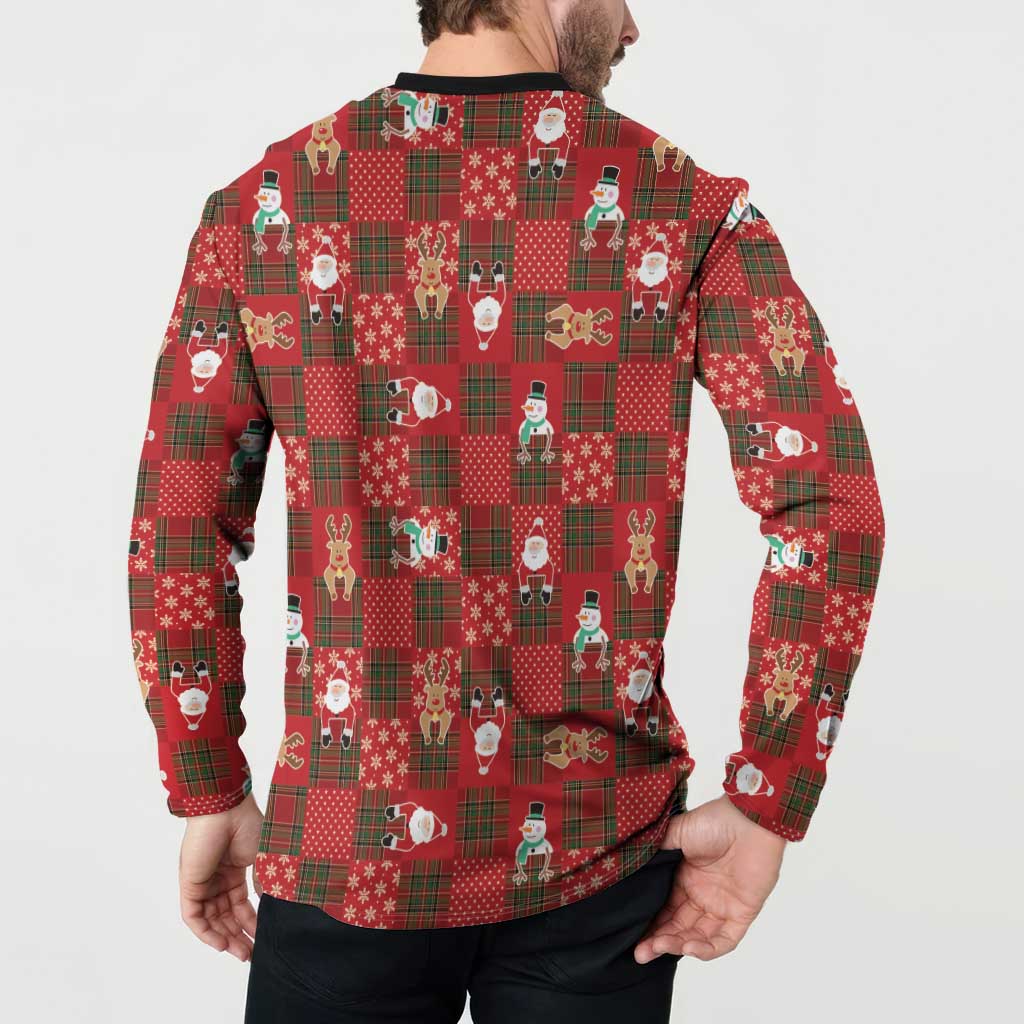 Christmas Patchwork Fake Tuxedo Button Sweatshirt Santa and Reindeer Red Plaid Style - Wonder Print Shop