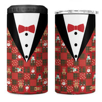 Christmas Patchwork Fake Tuxedo 4 in 1 Can Cooler Tumbler Santa and Reindeer Red Plaid Style - Wonder Print Shop