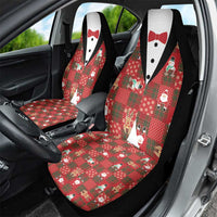 Christmas Patchwork Fake Tuxedo Car Seat Cover Santa and Reindeer Red Plaid Style - Wonder Print Shop