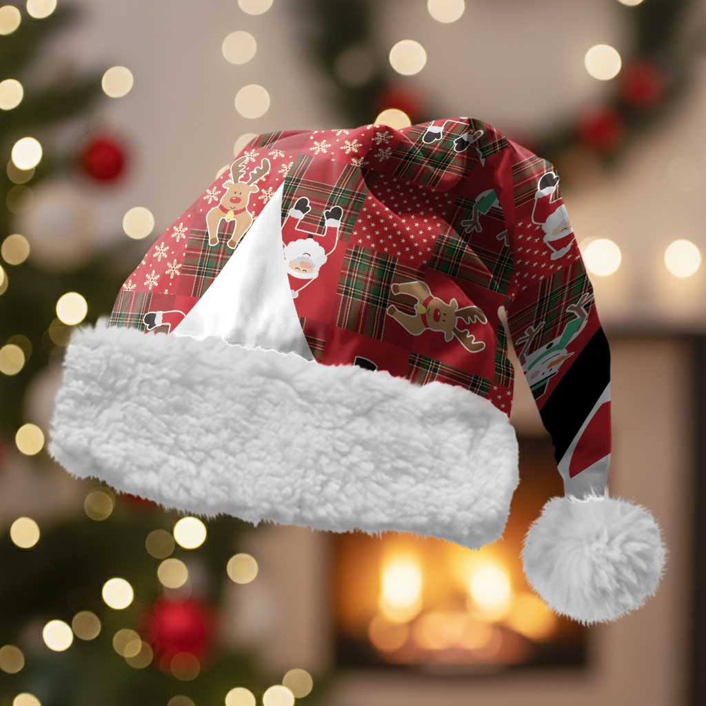 Christmas Patchwork Fake Tuxedo Christmas Santa Hat Santa and Reindeer Red Plaid Style - Wonder Print Shop