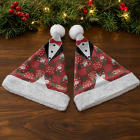 Christmas Patchwork Fake Tuxedo Christmas Santa Hat Santa and Reindeer Red Plaid Style - Wonder Print Shop