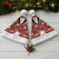 Christmas Patchwork Fake Tuxedo Christmas Santa Hat Santa and Reindeer Red Plaid Style - Wonder Print Shop