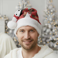 Christmas Patchwork Fake Tuxedo Christmas Santa Hat Santa and Reindeer Red Plaid Style - Wonder Print Shop
