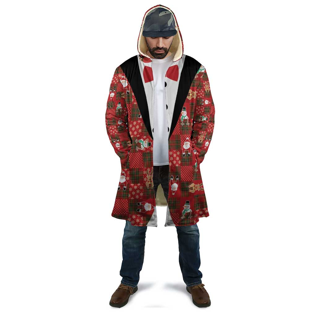 Christmas Patchwork Fake Tuxedo Cloak Santa and Reindeer Red Plaid Style - Wonder Print Shop