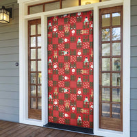 Christmas Patchwork Fake Tuxedo Door Cover Santa and Reindeer Red Plaid Style - Wonder Print Shop