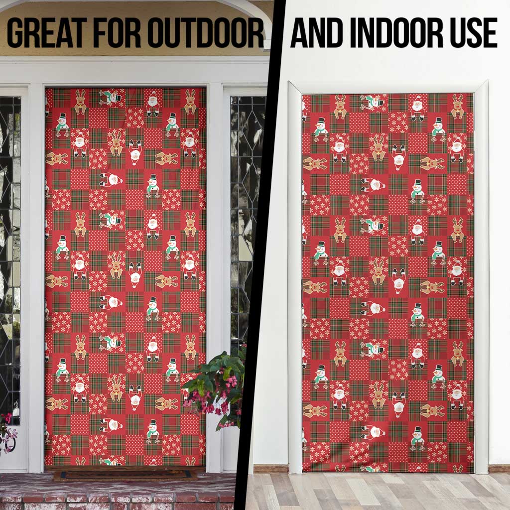Christmas Patchwork Fake Tuxedo Door Cover Santa and Reindeer Red Plaid Style - Wonder Print Shop