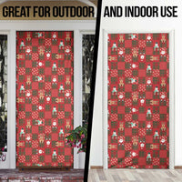 Christmas Patchwork Fake Tuxedo Door Cover Santa and Reindeer Red Plaid Style - Wonder Print Shop