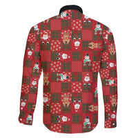 Christmas Patchwork Fake Tuxedo Family Matching Long Sleeve Bodycon Dress and Hawaiian Shirt Santa and Reindeer Red Plaid Style - Wonder Print Shop