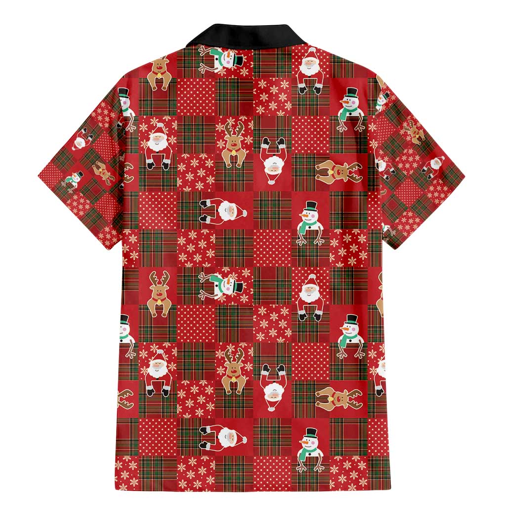 Christmas Patchwork Fake Tuxedo Family Matching Mermaid Dress and Hawaiian Shirt Santa and Reindeer Red Plaid Style - Wonder Print Shop