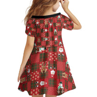 Christmas Patchwork Fake Tuxedo Family Matching Off The Shoulder Long Sleeve Dress and Hawaiian Shirt Santa and Reindeer Red Plaid Style - Wonder Print Shop