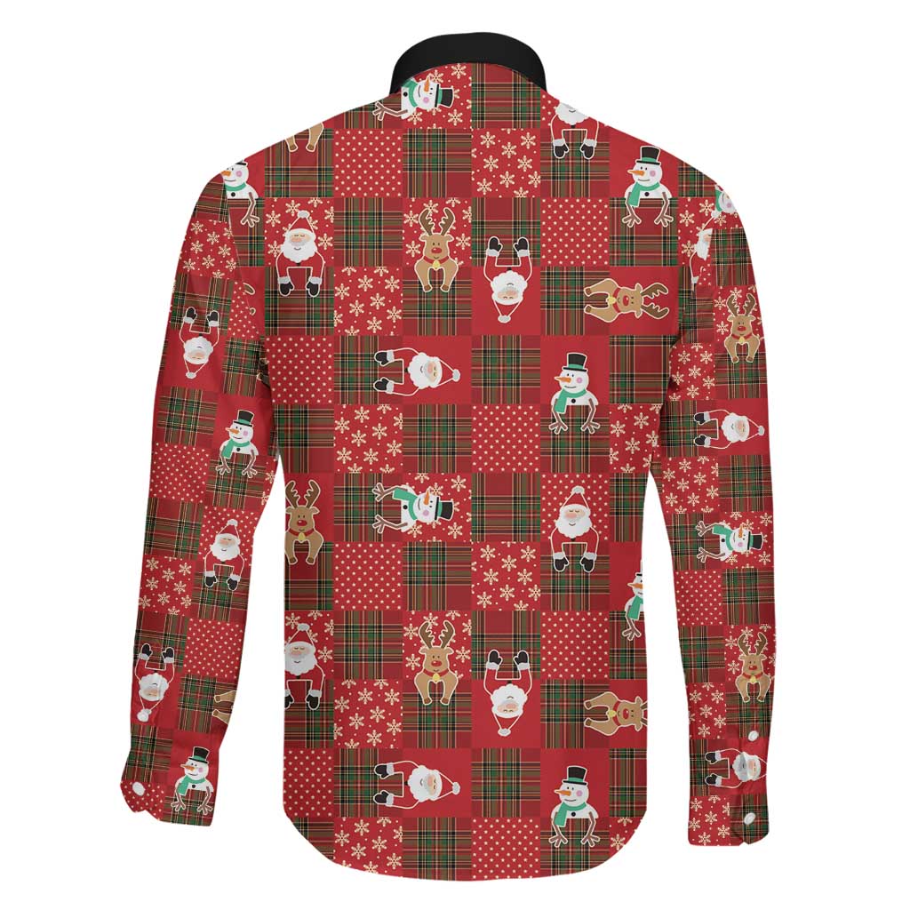 Christmas Patchwork Fake Tuxedo Family Matching Off Shoulder Maxi Dress and Hawaiian Shirt Santa and Reindeer Red Plaid Style - Wonder Print Shop