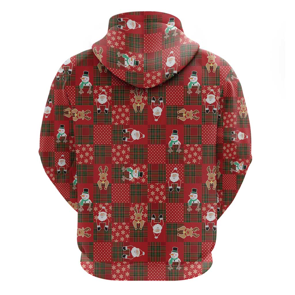 Christmas Patchwork Fake Tuxedo Hoodie Santa and Reindeer Red Plaid Style - Wonder Print Shop