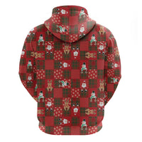 Christmas Patchwork Fake Tuxedo Hoodie Santa and Reindeer Red Plaid Style - Wonder Print Shop