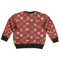 Christmas Patchwork Fake Tuxedo Kid Ugly Christmas Sweater Santa and Reindeer Red Plaid Style - Wonder Print Shop