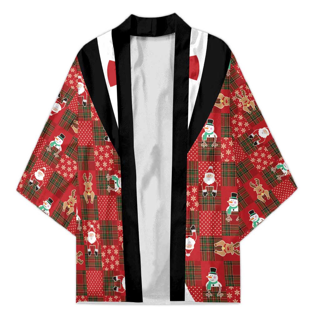 Christmas Patchwork Fake Tuxedo Kimono Santa and Reindeer Red Plaid Style - Wonder Print Shop