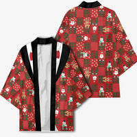Christmas Patchwork Fake Tuxedo Kimono Santa and Reindeer Red Plaid Style - Wonder Print Shop