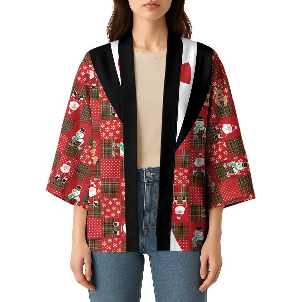 Christmas Patchwork Fake Tuxedo Kimono Santa and Reindeer Red Plaid Style - Wonder Print Shop